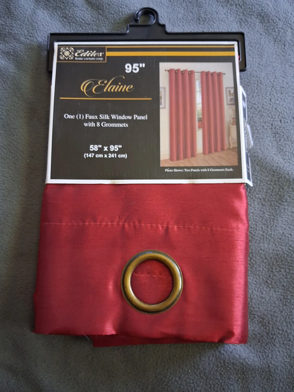 Elaine Faux Silk Window Panel - Cinnamon Red
